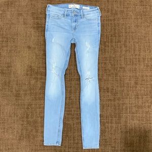 Hollister light washed, lightly ripped jeans